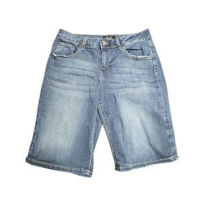 Earl Jean Bermuda Shorts Denim Blue Flat Front Pockets Workwear Women's Size 10